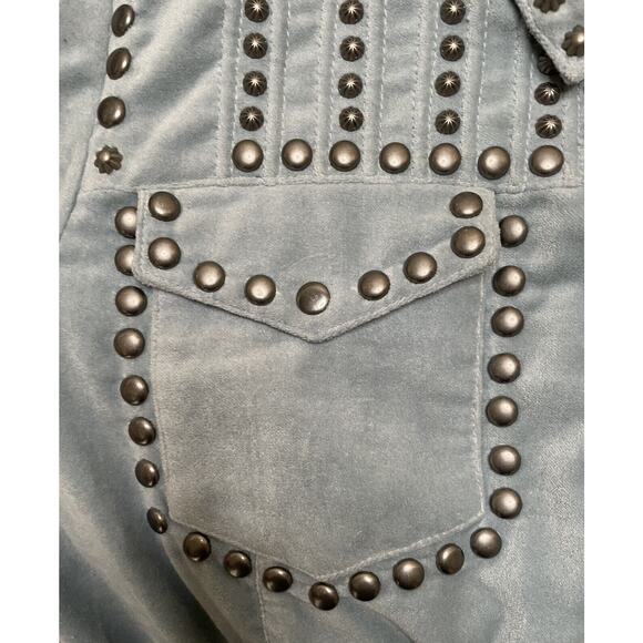 Double D Ranch Balcones Blue Velvet Inez Jacket NWT 2X Conchos Studs Pockets - Picture 12 of 16